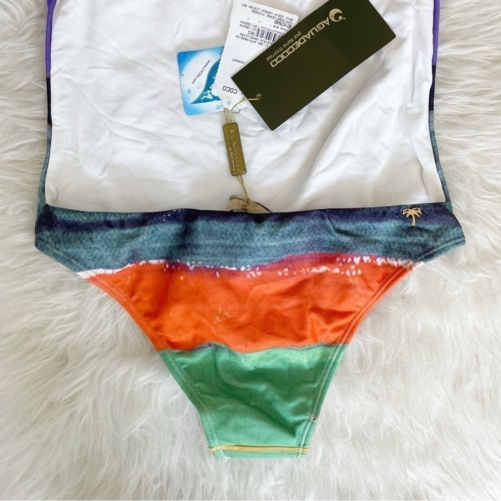 NEW Agua De Coco rainbow striped one piece swim suit bathing suit bright color - Picture 6 of 11